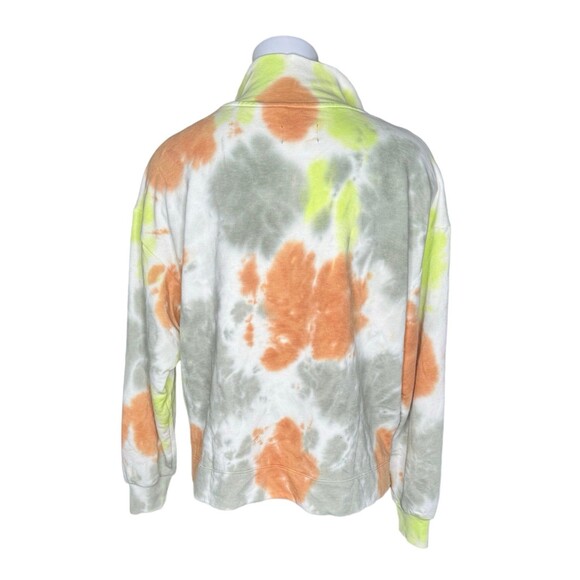Lou & Grey Cropped Quarter Zip Sweatshirt Tie Dye Green Blue Orange Soft Small - Picture 2 of 5
